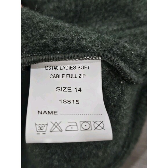 Barbour Womens Cardigan Size 14 Soft Cable Knit Full Zip Sweater 100% Wool Green - Picture 4 of 16